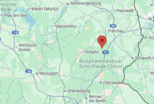 Karte zum Standort Uckermark, Ackerstraße 11 in Flieth